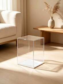 White Base Detachable Transparent Display Box, Display Cabinet, Storage Box, High Transparency, Suitable For Doll Cars, Dolls, Handmade Crafts, Collectibles, Jewelry Storage, Multiple Sizes Available - White Background - View 2