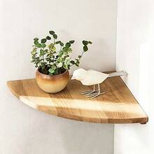 1 pieza Estantería de esquina de madera maciza de 22 cm, Estantería de pared de madera, Estantería de almacenamiento de decoración de pared de madera fijada con tornillos - Multicolor - Ver 8