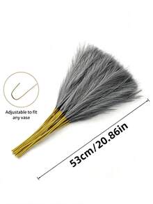 10/20/30/40pcs Artificial Pampas Grass, Bohemian Decor Reed, Vase Filler Modern Home Artificial Plants, Wedding Decor, Garden Decor, Autumn Decor, Room Decor - Grey - View 2