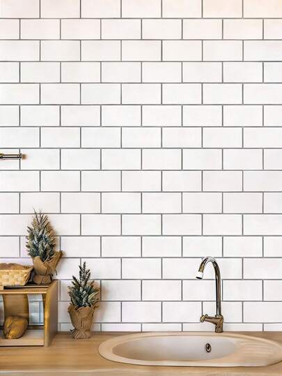 4/10/20 Pcs Removable 3D Glossy Subway Tile Wall Stickers, Self-Adhesive Vinyl Backsplash For Kitchen Birthday Graduation Decor