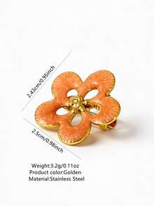 VceTd1PCS Fashionable Vacation Style Stainless Steel Brooch With Hollow Flower Decoration, Suitable For Women To Wear On Vacation Or At Parties - Golden - View 12