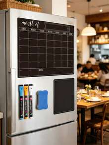 12/6/1 Set Magnetic Dry Erase Fridge Calendar, Monthly Fridge Planner & Today's Menu List Whiteboard, 2/3 Pcs Fridge Blackboard For Kitchen And Office, Includes 3/8 Markers + Eraser - Magnetic Adhesive Set [pen and Eraser Colors Random] - View 17