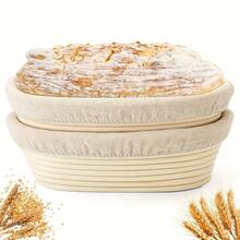 Oval Baguette Proofing Basket With Liner Bag, 2-Piece Set, Bread Dough Fermentation Tool, Baking Supplies, Home Woven Rattan Bread Proofing Basket, Multiple Sizes Available, Easy To Clean, Dishwasher - Multicolor - View 4