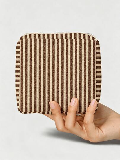 New Autumn/Winter Maillard Color Polka Dot Striped Plaid Pattern Printed Portable Storage Bag, Sanitary Napkin Storage Bag, First Aid Kit, Makeup Bag, Coin Purse, Suitable For Daily Use/Outdoor/Travel, Convenient Medicine Storage, Can Organize Medicine, Cosmetics, Phone And Other Small Items, Travel Essential, Christmas Gift, Personalized Gift Bag, Small Gift Exchange, Room Decoration (Print Cutting Position And Fabric Texture Direction Are Random)