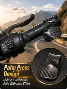 Motorcycle Throttle Assist Cruise Control Joystick Wrist Palm Rest Accelerator Handle Anti-Fatigue Long Distance Riding Universal Fit 7/8 22mm Scooter Electric Bike ATV Carbon Fiber Texture Black | Practical Motorcycle Accessories & Motorcycle Gear - A - View 2