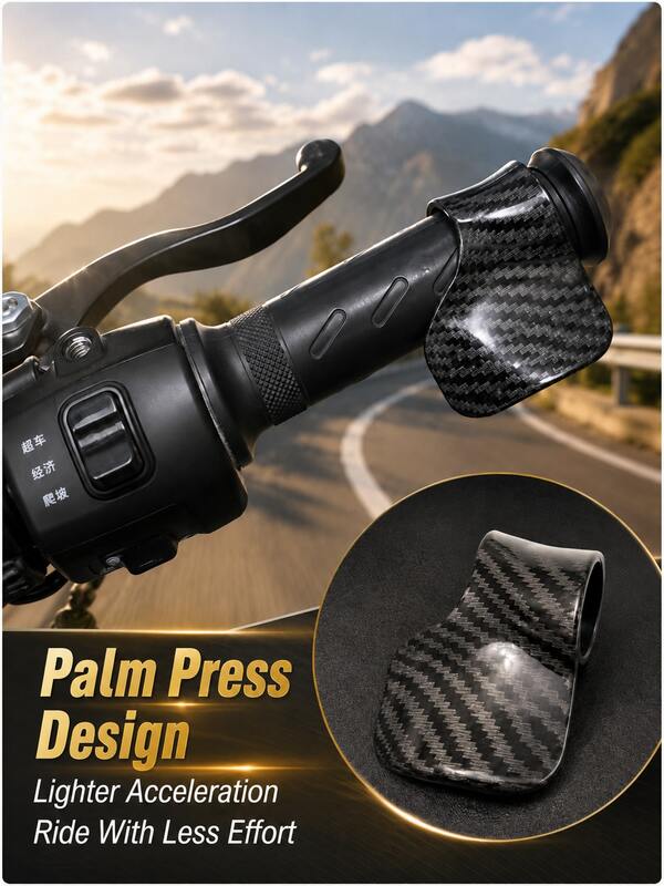 Motorcycle Throttle Cruise Control Assist Joystick Wrist Palm Rest Accelerator Handle, Anti-Fatigue Long-Distance Riding Universal Fit 7/8 22mm For Scooter Electric Bike ATV, Carbon Fiber Texture Black