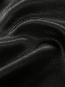 女款優雅緞面長洋裝，不對稱蕾絲拼接設計，適合外出約會、奢華晚宴派對穿著 - 黑色 - 查看 9