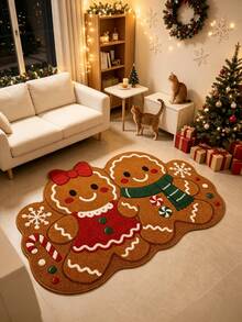1pc Christmas Gingerbread Man Decorative Rug, Thickened Rug, Plush Rug, Autumn/Winter Rug, Decorative Rug, Bedroom Decor, Small Rug, Rug, Home Decor, Living Room Rug, Living Room Small Rug, Bedroom Rug, Living Room Home Decor, Outdoor Rug, Washable Rug - Cookie Run - View 4