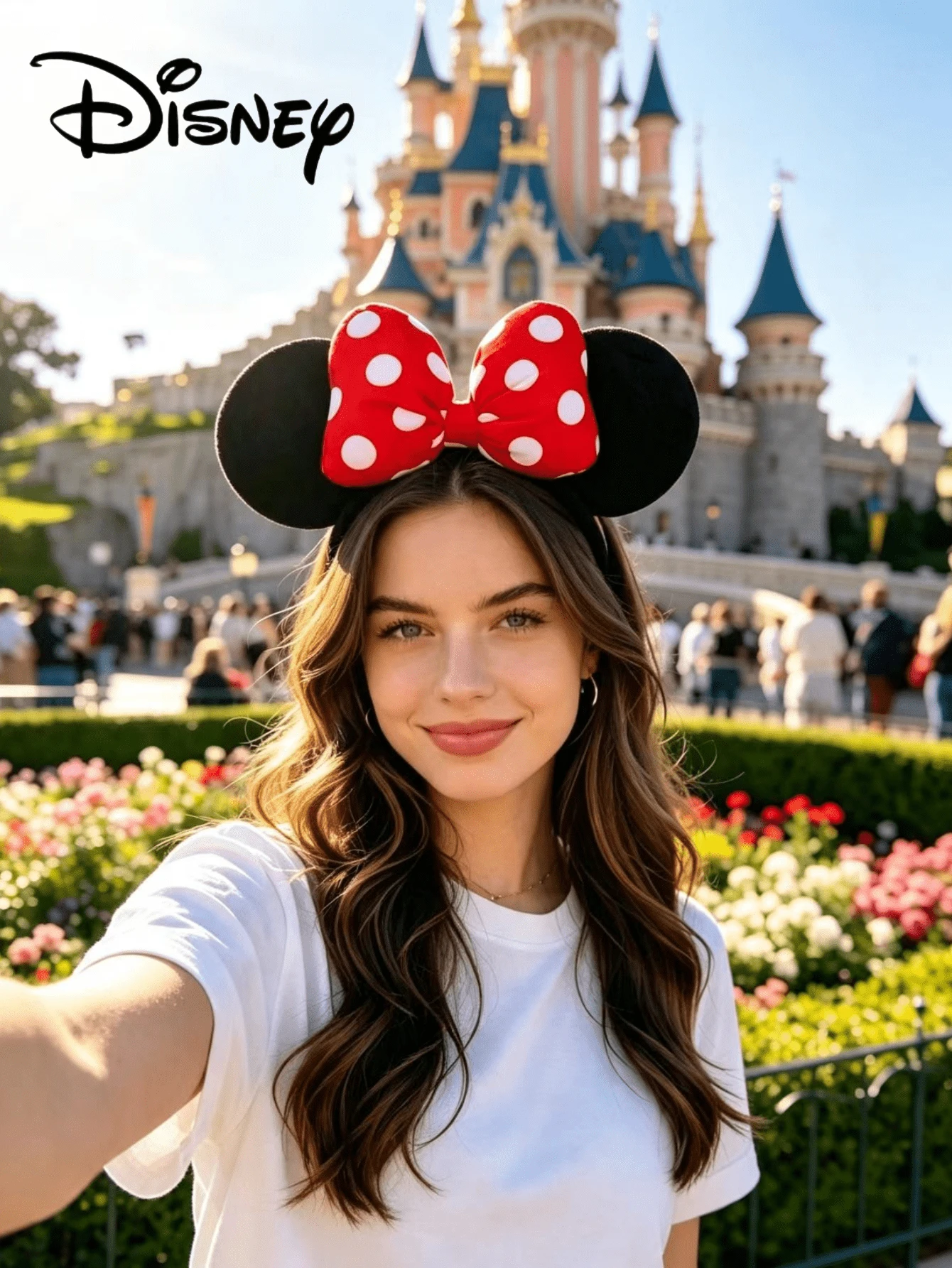 1 buah Bando Telinga Mickey & Minnie Mouse Resmi Disney dengan Pita, Aksesori Rambut Putri, Cocok untuk Pesta, Ulang Tahun, dan Cosplay (Beberapa Aksesori Mungkin Acak), Halloween