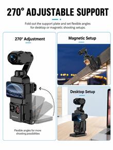 Multi-Function Magnetic Expansion Frame For Osmo Pocket 3, Foldable Camera Mount With 1/4" Screw Interface, Cold Shoe Mount, Action Camera Mount And Adjustable Magnetic Base, Compatible With Selfie Stick, Microphone, LED Light, Suitable For Tripod, Desktop, Vlog And Travel Shooting - View 4