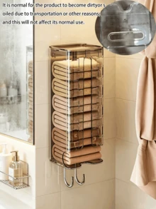No-Drill Wall-Mounted Storage Box, Transparent Towel Storage Rack, Bathroom Wall-Mounted Organizer, Large Capacity No-Drill Bathroom Storage Rack, Bathroom Towel Storage, Closet Underwear And Clothing Storage, Kitchen Miscellaneous Item Organizer - Multicolor - View 3