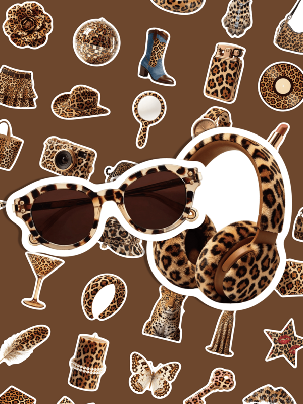 50pcs Vintage Leopard Print Element Stickers, Ins Fashion Hot Girl Decals, Suitable For Phone Cases, Water Bottles, Scrapbooks, Notebooks, Storage Boxes, Refrigerators, Skateboards, Personalized Decorative Materials For Birthday Party Gifts