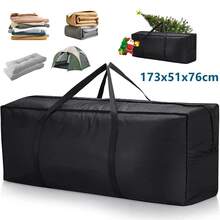 Aufbewahrungstasche Schutzhülle, Schutzhülle für Auflagen Wasserabweisende Gartenpolster Aufbewahrung Tasche für Weihnachtsbaume Polsterauflagen Schutzhülle wasserdicht (173x76x51cm) - Schwarz - Übersicht 1