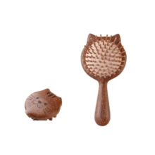 1 Peça Pente Vintage com Almofada de Ar, Material de Sândalo, Pente Esculpido em 3D com Espelho de Maquiagem Portátil, Design de Almofada de Ar para Massagem Confortável do Couro Cabeludo, Pente Desembaraçante e Modelador para Casa e Viagem, Espelho de Maquiagem Adequado para Uso Doméstico, Presente para Amigos e Família - Castanho - Visão 7
