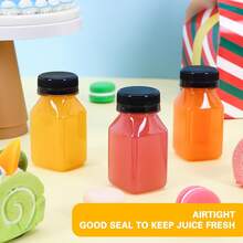 10/12pcs Plastic Juice Bottles With Lids, Transparent Empty Reusable Bottles With Leak-Proof Caps, Suitable For Cold Storage, Large Capacity Beverage Containers For Juice, Milkshake, Turmeric Juice, Milk And Other Drinks - Black - View 5