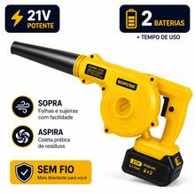 Soprador e Aspirador de Folhas Sem Fio 21V 2 Baterias Recarregável BOMVINK BOM-9709 - Amarelo - Visão 2