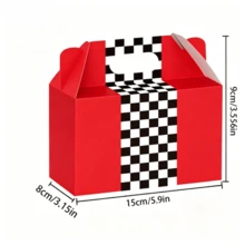 12/24pcs Black & White Checkered Gift Boxes, Racing Theme Birthday Party Favor Boxes, Foldable Handled Party Decoration Boxes, Suitable For Wedding, Festival, Party - View 3