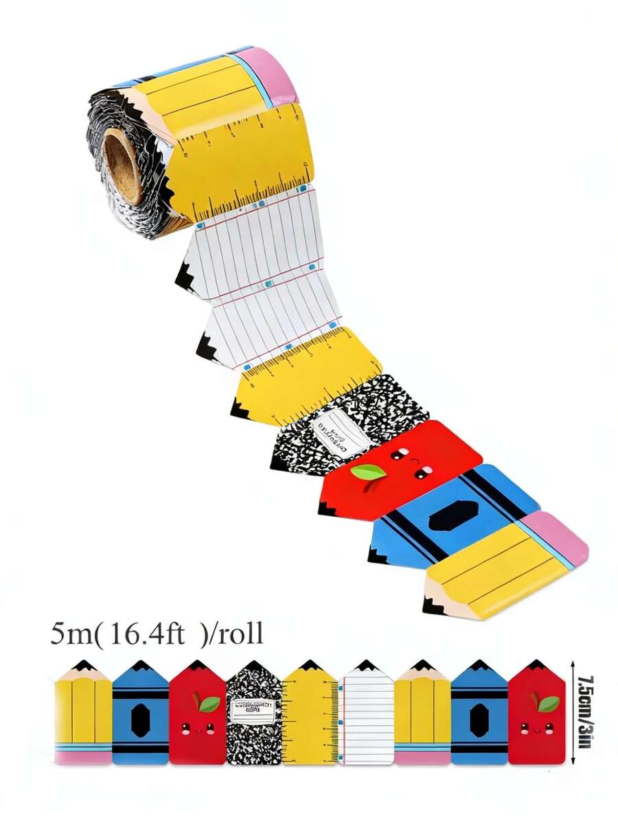 Office & Campus Back To School Blackboard Decorative Stickers, Teacher's Day Decoration Stickers, Pencil Bulletin Board Border Decorative Paper - Multicolor - View 1