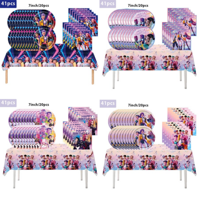 108pcs Anime Style Theme Party Set, Back To School Season Decoration, Suitable For 10 People, Disposable Birthday Party Tableware Including Plates, Cups And Napkins. Holiday Decoration Supplies, Suitable For Camping, Picnic, Backyard BBQ, Room Decoration And Party Decoration, Also Ideal Decoration For Halloween, Christmas And Party, And A Great Surprise Gift For Fans.