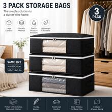 1/3/6/10pcs Home Clothes Storage Bags, Foldable Household Storage Organizer For Home Organization, Clothes, Quilts, Sweaters, Bedding, Bedroom, Pillows And Closet Organizer - Grey - View 18