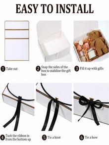 10pcs Magnetic-Closure Gift Box With Platinum Trim, Featuring A Black Satin Ribbon And A White Greeting Card; Foldable Rigid Gift Box Perfect For Weddings, Bridesmaid Invitations, Birthdays, Valentine's Day Gift - Platinum - View 5