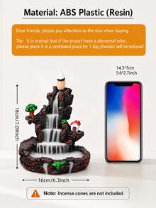 1pc Zen Landscape Waterfall Backflow Incense Burner, 2 Styles Available, Waterfall Effect Incense Holder, Tea Room & Study Decoration, Creative Gift - Incense Burner With Flowing Water - View 3