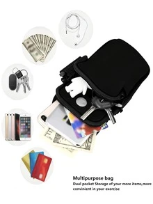 Multi-Color Sports Phone Armband, Stretchable Neoprene Adjustable Arm Sleeve With Zipper And Earphone Hole, Large Capacity For Phone And Keys, Lightweight And Durable, Suitable For Running, Fitness, Cycling, Outdoor Sports, Unisex - Multicolor - View 9
