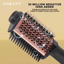 SOKANY15049 Hot Air Styling Brush, Straight/Curly/Voluminous, 3-Speed, High Power, Negative Ion, Anti-Scald, Rotating Power Cord, Suitable For Daily/Party/Gift - Black - View 2
