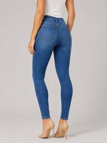 Women's Skinny Jeans - 中等水洗藍 - 查看 2