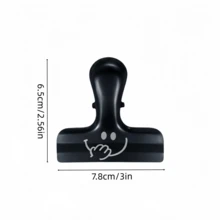 Assorted Fun Gesture Pet Food Bag Clips, Glossy Black Long Tail Clips, Multi-Function Pet Treat Long Tail Clips, Mixed Gesture Print, Pet Records/Treats/Photos Storage Organizer, Pet Storage Organizer Tool, Suitable For Pet Freeze-Dried Packaging Bags, Multi-Function Fixing Clips - Black - View 10