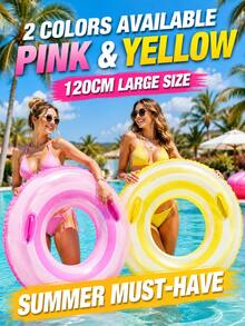 Inflatable Adult Swim Ring With Dual Handles, Large Thickened PVC Pool Float Tube,Stripe Underarm Swimming Ring,Summer Beach Pool Water Float For Adults - A - View 2