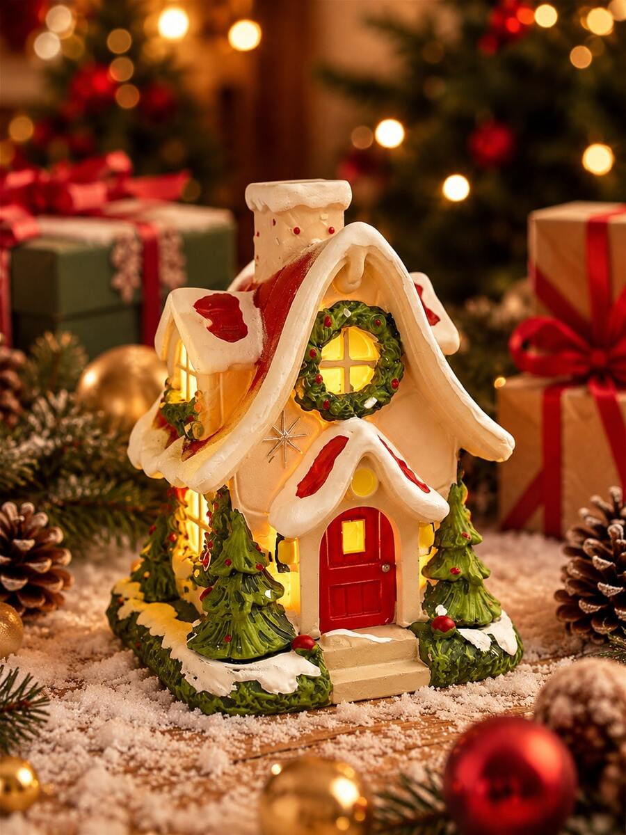 This Snow House Decoration Is A Cute Holiday Cottage Tabletop Decor, A Holiday Mini Cottage Ornament, Suitable For Home, Mantel, Desk And Party Decoration. - A - View 1