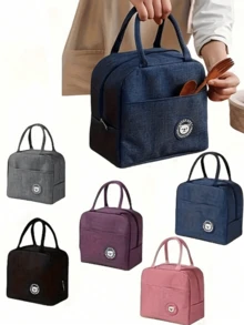 1 buah Tas Bekal Makan Siang Berinsulasi yang Dapat Digunakan Kembali dengan Label Beruang, Tas Bekal Portabel Kapasitas Besar, Desain Tahan Air, Cocok untuk Sekolah dan Kantor, Menjaga Makanan Tetap Segar dan Lezat, Kotak Bento, Tas Bekal, Piknik Dapur, Kembali ke Sekolah. - Hitam - View 5