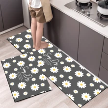 Daisy Pattern Kitchen Floor Mat Silicone Carpet, Absorbent Non-Slip Quick-Dry Bathroom Rug, All-Season Door Mat Room Decor, Indoor Multi-Function Foot Mat - Multicolor - View 1