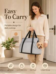 Foldable Portable Pet Carrier Bag, Outdoor One Shoulder Crossbody Bag For Cats And Dogs, Breathable Car Pet Backpack - Multicolor - View 2
