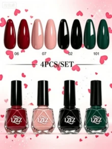 LZEZ 4Pcs/Set Water‑Based Nail Polish, 8ml Per Bottle, Multi‑Color Shimmer Solid Color Combination Nail Art Varnish, DIY Home Manicure Kit For Women Multi‑Style - Multicolor - View 16