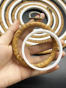 Vintage Faux Wood Grain Round Embroidery Hoops, 3pcs/Set, 6 Sizes Available, 8.1-25.8cm Full Range, Cross Stitch Handmade Craft, Frameless Direct Wall Hanging, Desktop & Wall Decor - Antique Round Embroidery Hoop - View 7
