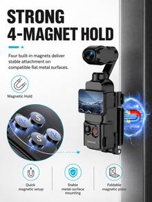 Multi-Function Magnetic Expansion Frame For Osmo Pocket 3, Foldable Camera Mount With 1/4" Screw Interface, Cold Shoe Mount, Action Camera Mount And Adjustable Magnetic Base, Compatible With Selfie Stick, Microphone, LED Light, Suitable For Tripod, Desktop, Vlog And Travel Shooting - View 3