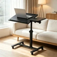 Rolling Overbed Laptop Table With Wheels, Adjustable Tilting Side Table, Computer Desk Table Height Adjustable, Portable Sofa Side Workstation For Bedroom Home Office Study - A - View 6