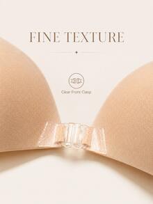 2/1pc Adhesive Strapless Bra, Transparent Straps Seamless Bra, Front Closure Invisible Backless Bra, Nude Push-Up Bra, Suitable For Dresses And Tops - Multicolor - View 7