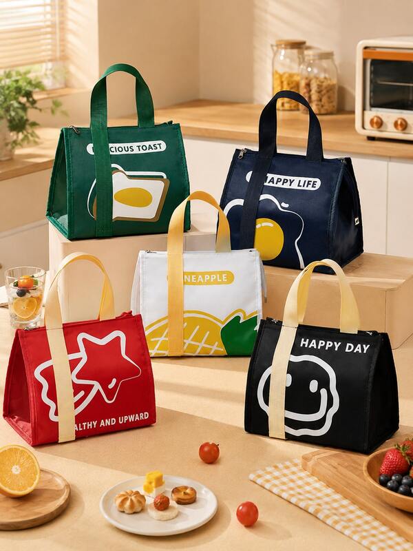 Insulated Lunch Bag, Large Capacity Portable Handheld Lunch Tote, Thickened Food Storage Bento Bag, Lightweight Foldable Meal Storage Bag, Suitable For Work, Office, School, University, Picnic, Travel, Back To School Supplies, Lunch Box Bag, Daily Essentials