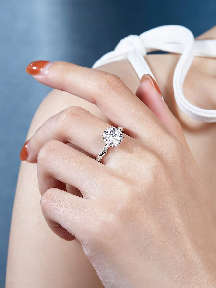 1 Stück Stück atemberaubender Damenring aus 925er Sterlingsilber mit 3ct Moissanit, perfektes Geschenk für Hochzeit, Verlobung, Jahrestag, Valentinstag, Geburtstag und Halloween