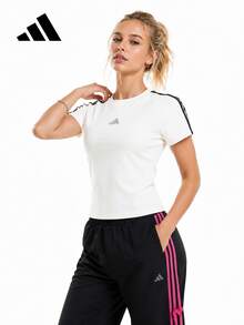 Adidas 運動休衣修身圓領女子短袖T卹 - 白色 - 查看 3