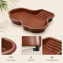 Large Shallow Reptile Water Basin, River-Shaped Bath Tub With Smooth Rounded Edges, Suitable For Turtles, Lizards, Frogs, Snakes, Amphibians And Other Reptiles - Brown - View 3
