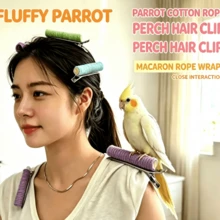 Giá đậu di động cho vẹt, giá đậu vai bằng dây thừng cotton cho Cockatiel, Peony và Sun Conure, đồ chơi mài móng và huấn luyện tương tác - A+B - Xem 2