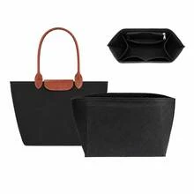 Le Pliage 手提包收納整理袋，高級毛氈材質，9 格分隔，適用於女士手提包與托特包 - 黑色 - 查看 2