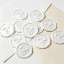 20入/包 3D浮雕花卉圖案蠟封貼紙，適用於婚禮邀請函、派對邀請函裝飾、禮物包裝、手帳裝飾－珍珠白 - 花-珠光白 - 查看 6