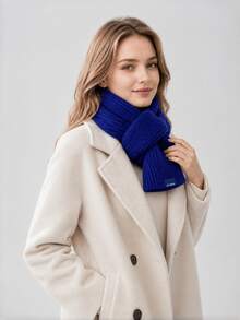 1pc Women's Knitted Scarf, Ins Style, Autumn/Winter New Short Solid Color Warm Student Korean Version Versatile Cross Neck Warmer Suitable For Daily Outdoor Wear - Multicolor - View 5