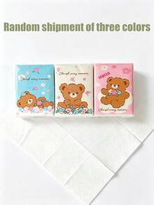 30 Packs Total 180 Pieces (6 Pieces/Pack) Portable Mini White Bear Napkins, Handkerchiefs, Travel Handkerchiefs, Cute Facial Tissues [Random 3 Colors] - handkerchiefs - View 3