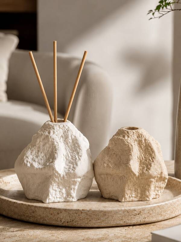 1 peça Garrafa de Aromaterapia com Textura de Pedra Abstrata e Videira, Suporte de Fragrância com Forma de Rocha Orgânica, Decoração Escultural de Fragrância para Casa, Adequada para Sala de Estar, Quarto e Casa de Banho, Decoração Minimalista Wabi-Sabi de Outono para Casa, Presente